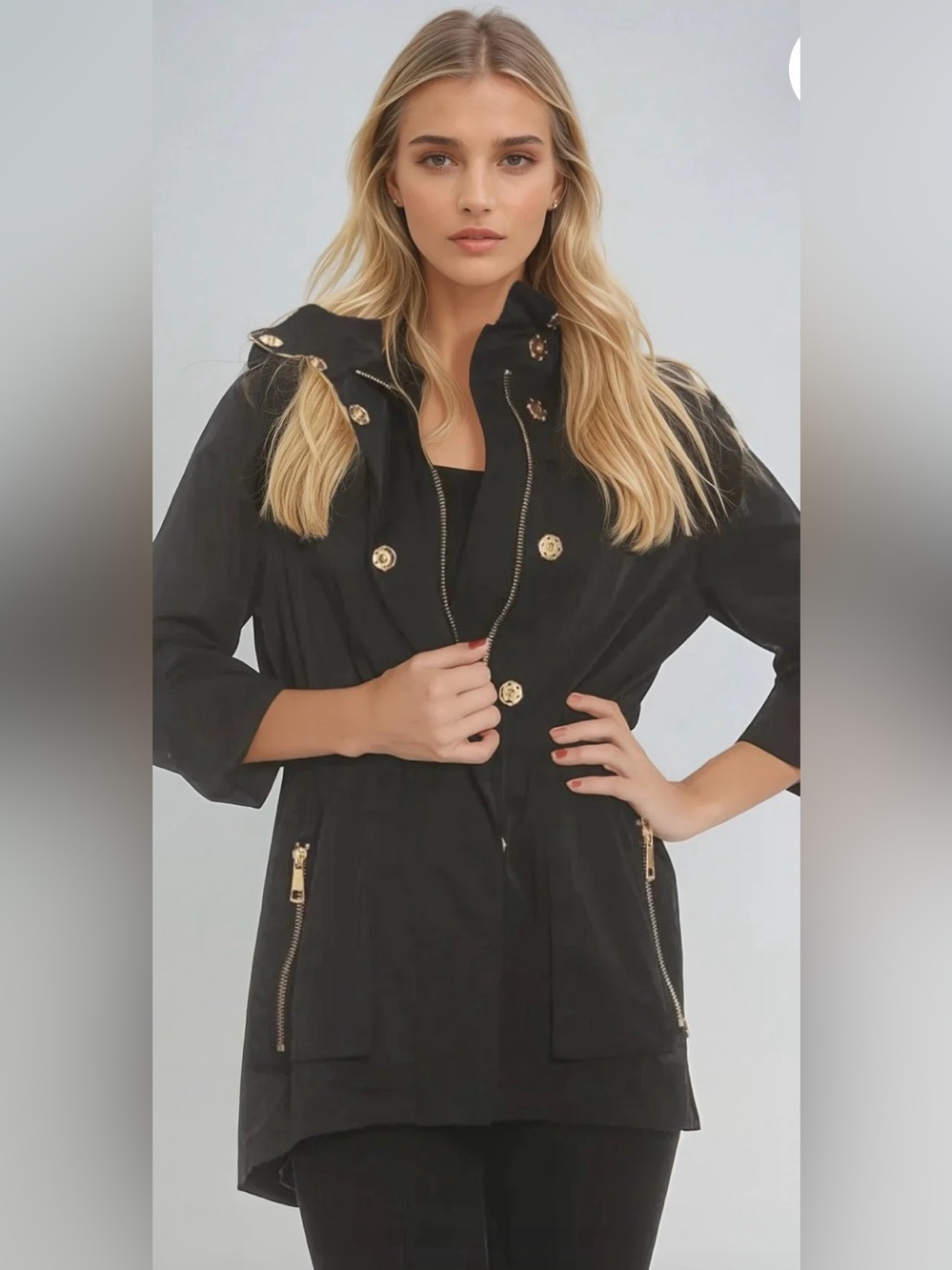 Ciao Milano Black Jacket with Hidden Hood Size Small